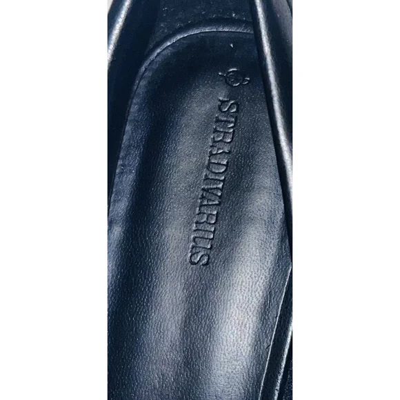 Stradivarius Chunky Lug Sole Loafers Black Gold Chain Platform EU 39/ US 8.5 - Picture 9 of 9